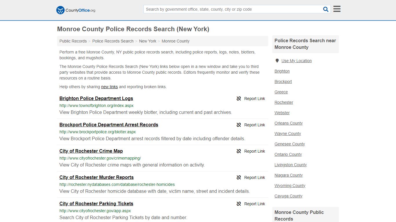 Monroe County Police Records Search (New York) - County Office